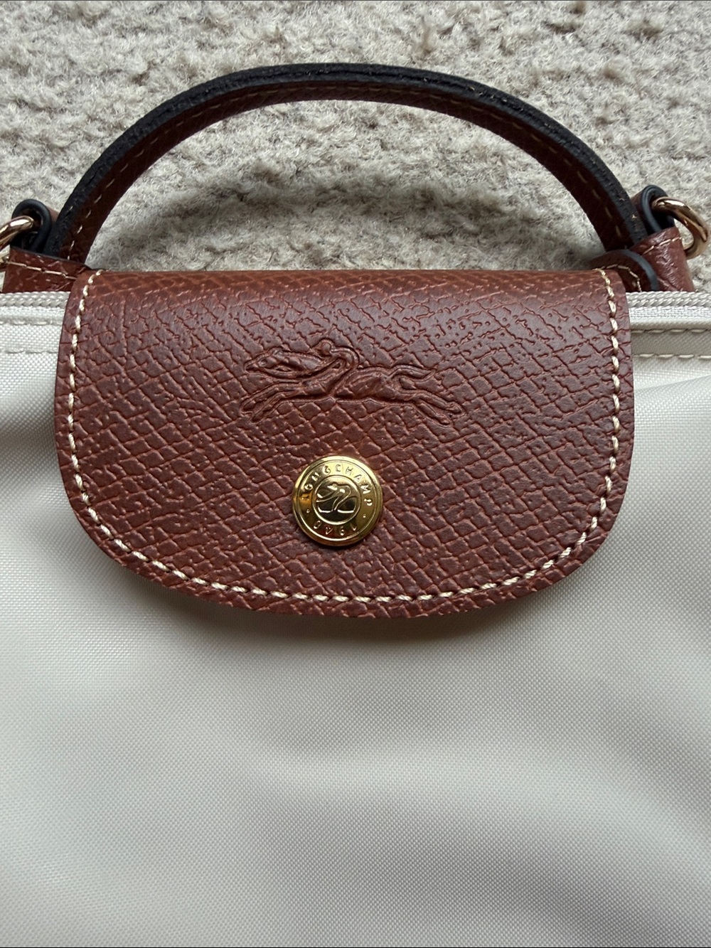 NWT Longchamp- Le Pliage Original Pouch With Handle, PAPER - Picture 5 of 12